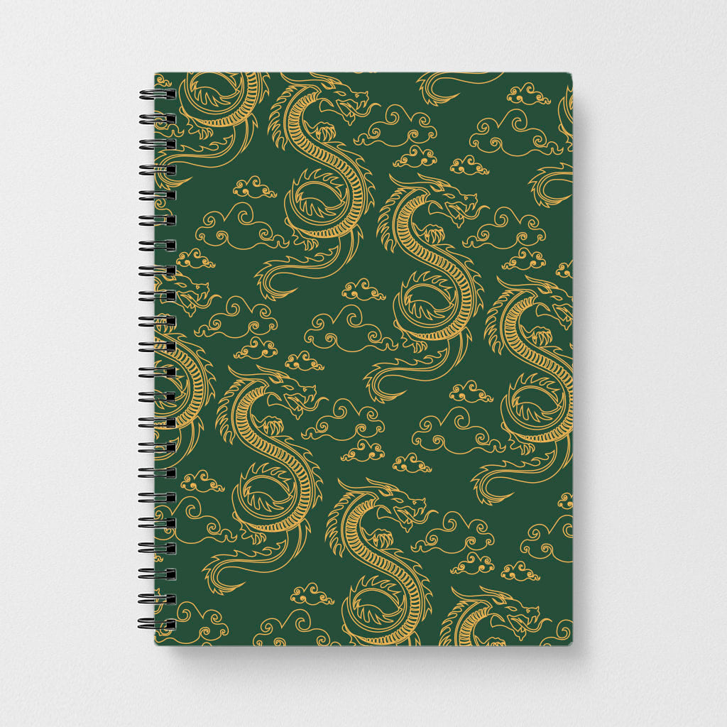 Green And Gold Dragon Pattern Notebook