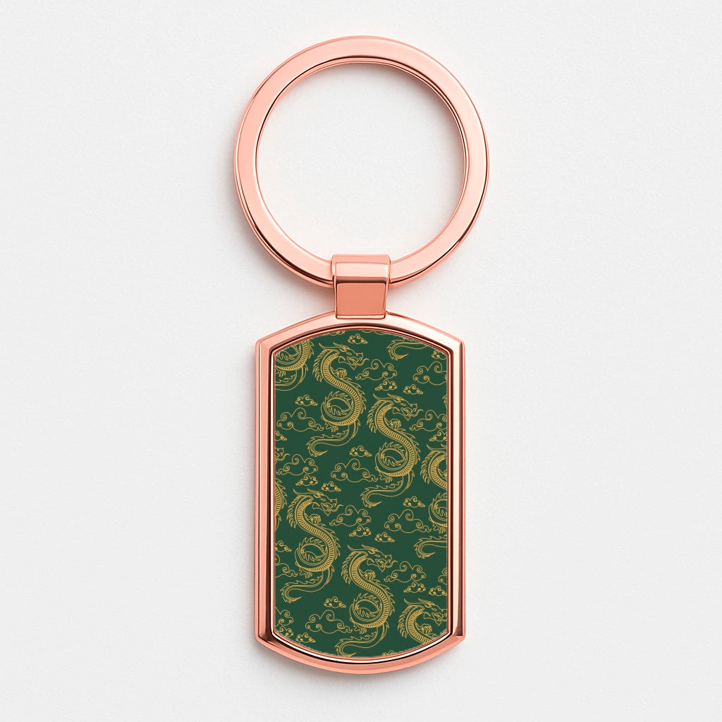 Green And Gold Dragon Pattern Luxury Keyring