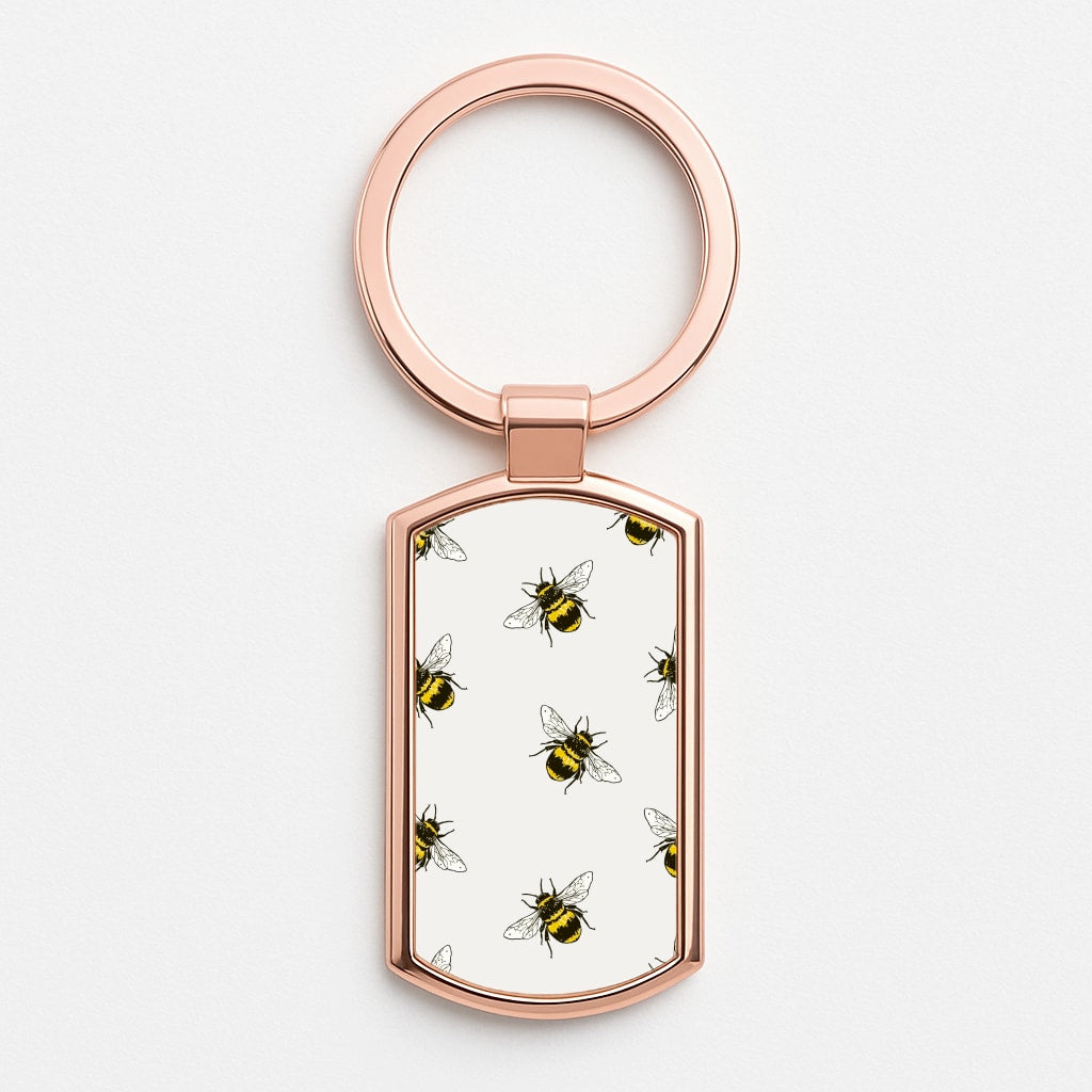 Bumblebee Pattern Rose Gold Keyring