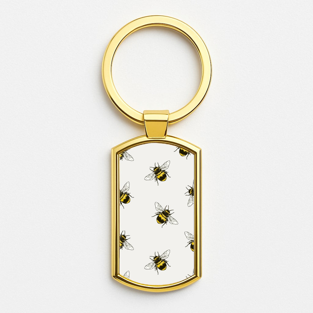 Bumblebee Pattern Gold Keyring