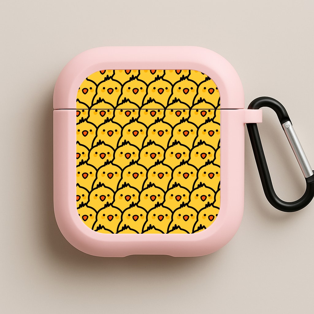 Chick Pattern Pink AirPods Case