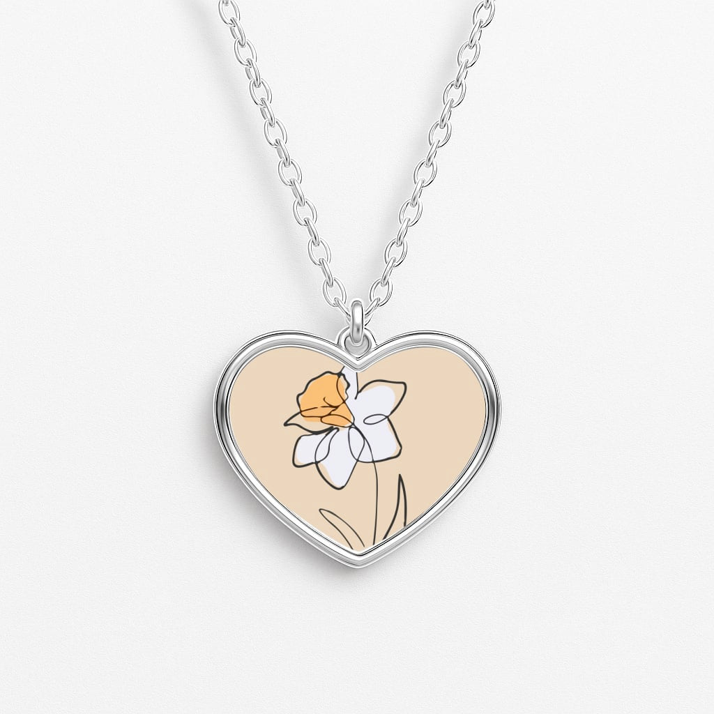 Spring Daffodil Heart Necklace