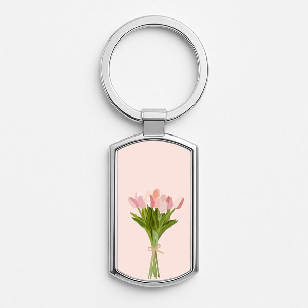 Spring Tulips Silver Keyring