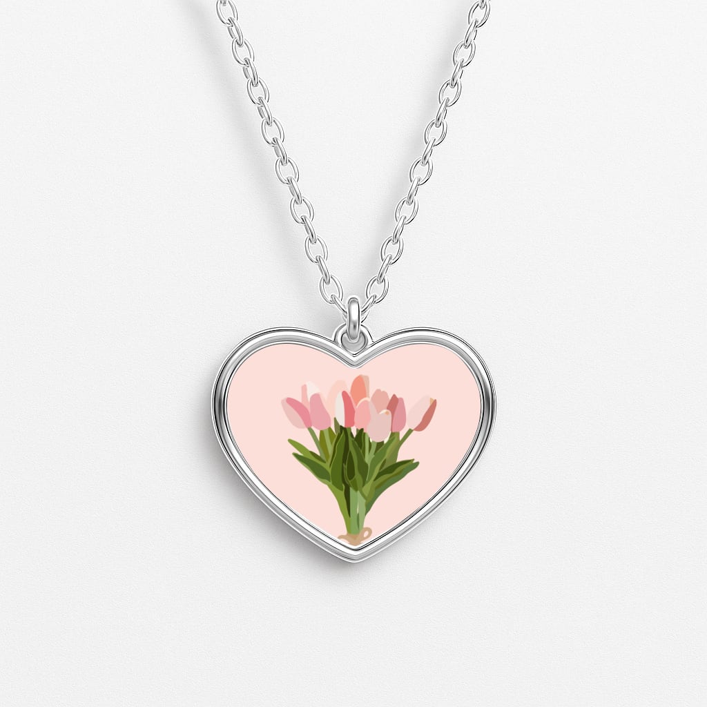 Spring Tulips Heart Necklace