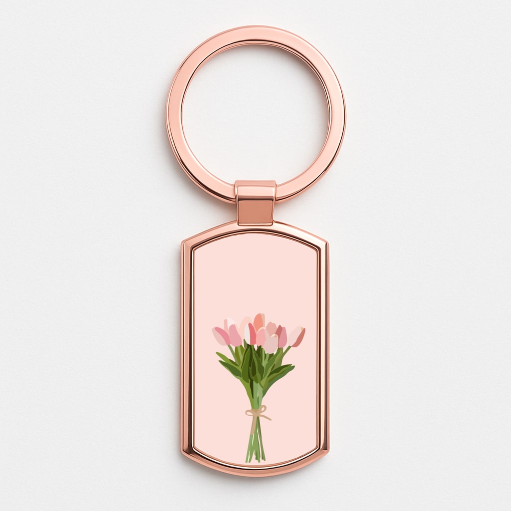 Spring Tulips Rose Gold Keyring