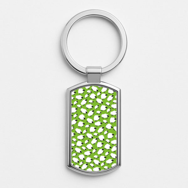 Sheep - Easter Patterns Silver Keyring