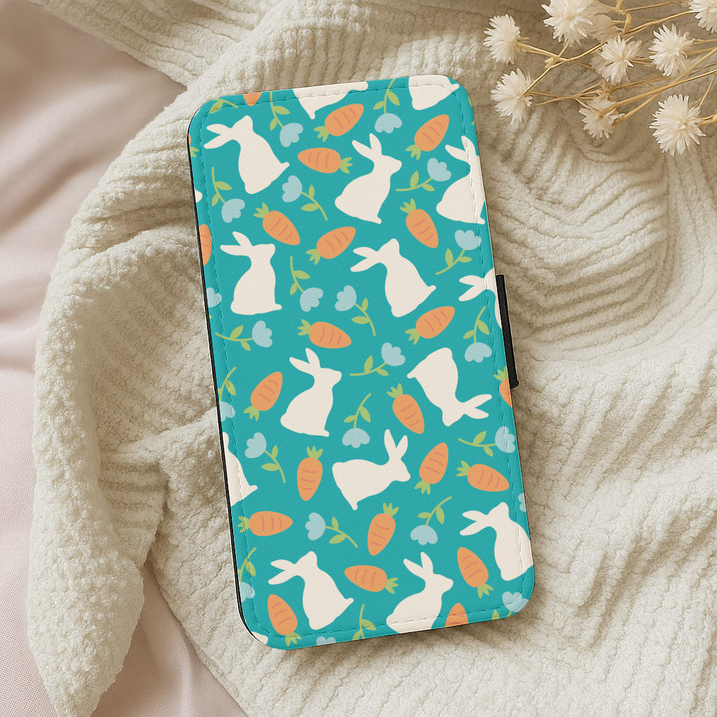 Bunnies And Carrots - Easter Patterns Wallet Phone Case