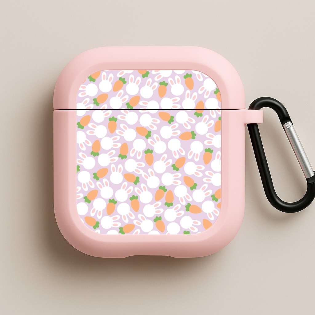 Rabbits And Carrots - Easter Patterns Pink AirPods Case