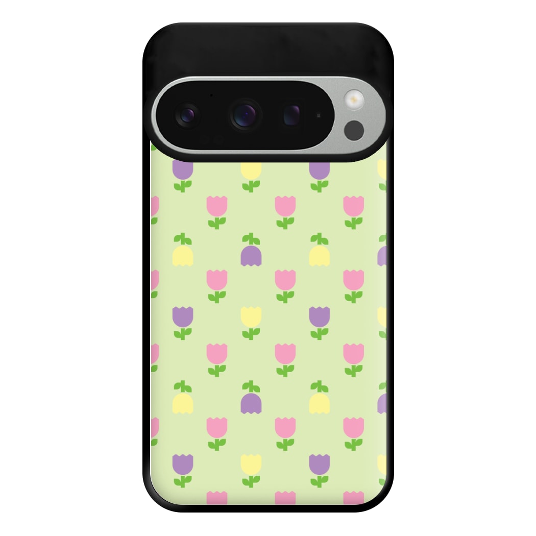 Pastel Tulips Pattern Phone Case for Google Pixel 9 Pro XL