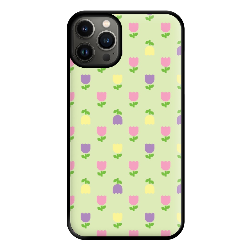 Pastel Tulips Pattern Phone Case for iPhone 13