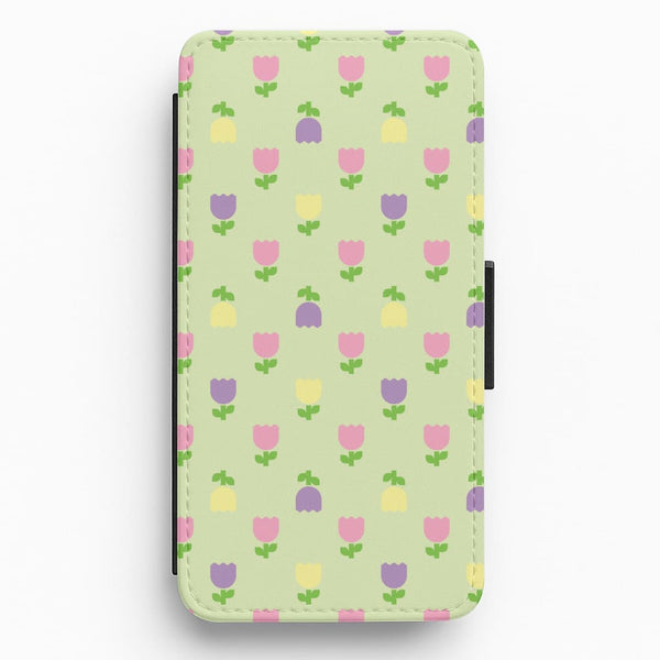 Pastel Tulips Pattern Flip / Wallet Phone Case