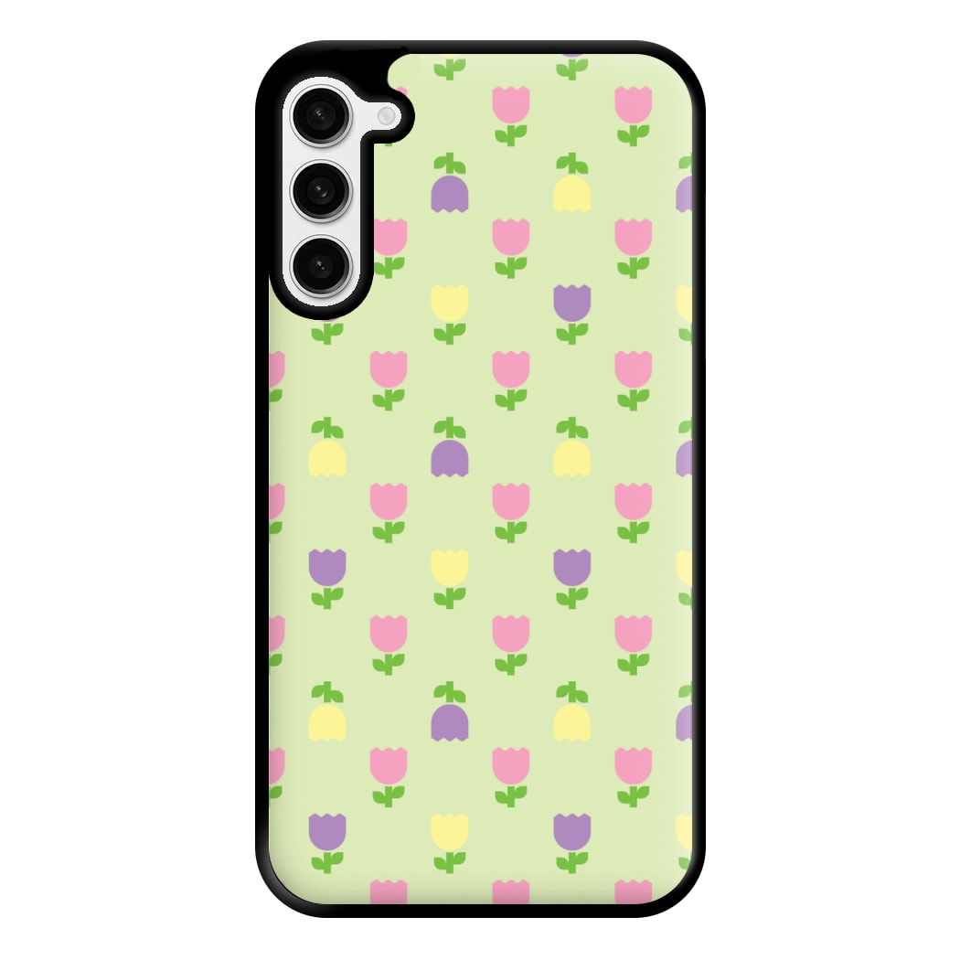 Pastel Tulips Pattern Phone Case for Galaxy S23 Plus