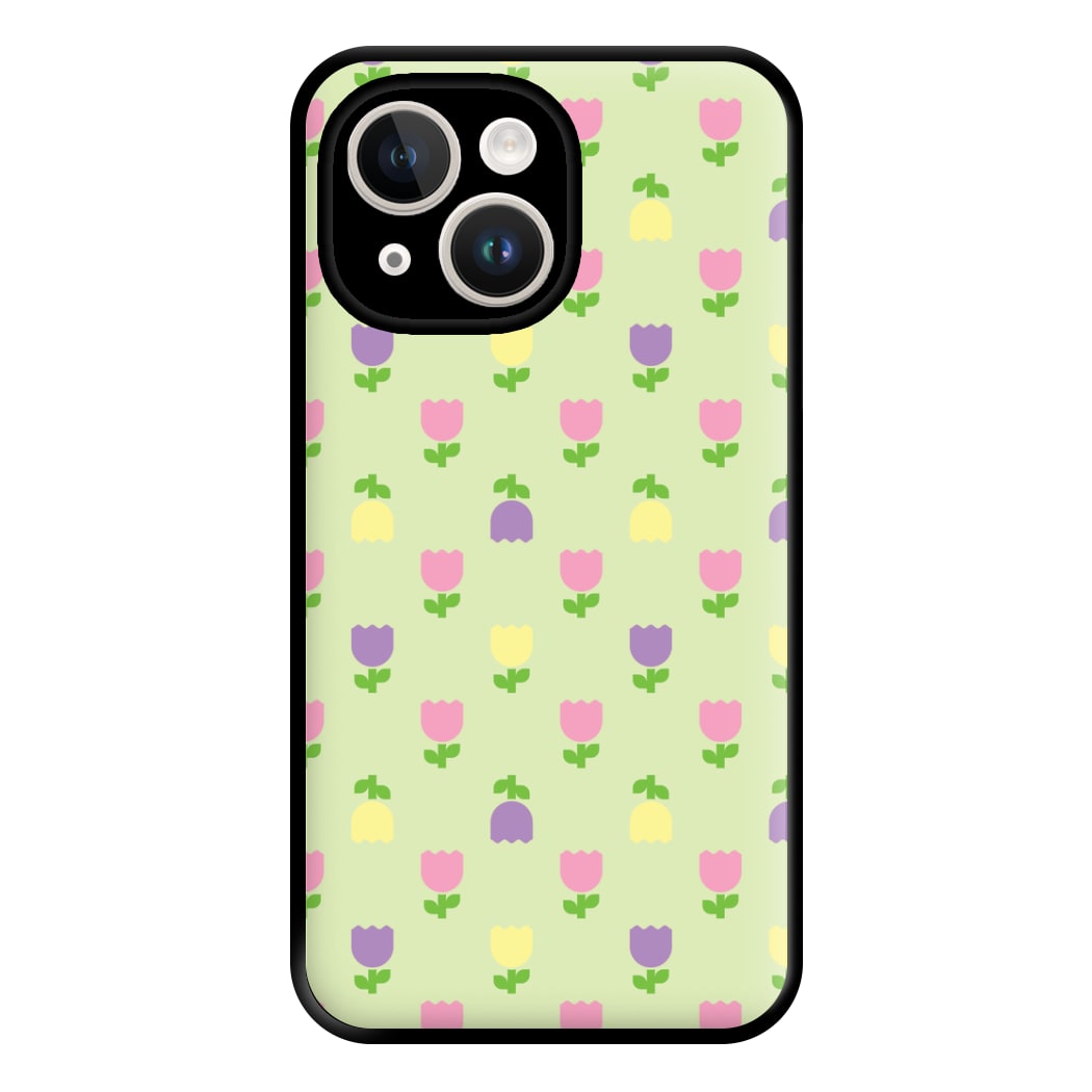 Pastel Tulips Pattern Phone Case for iPhone 14 Plus