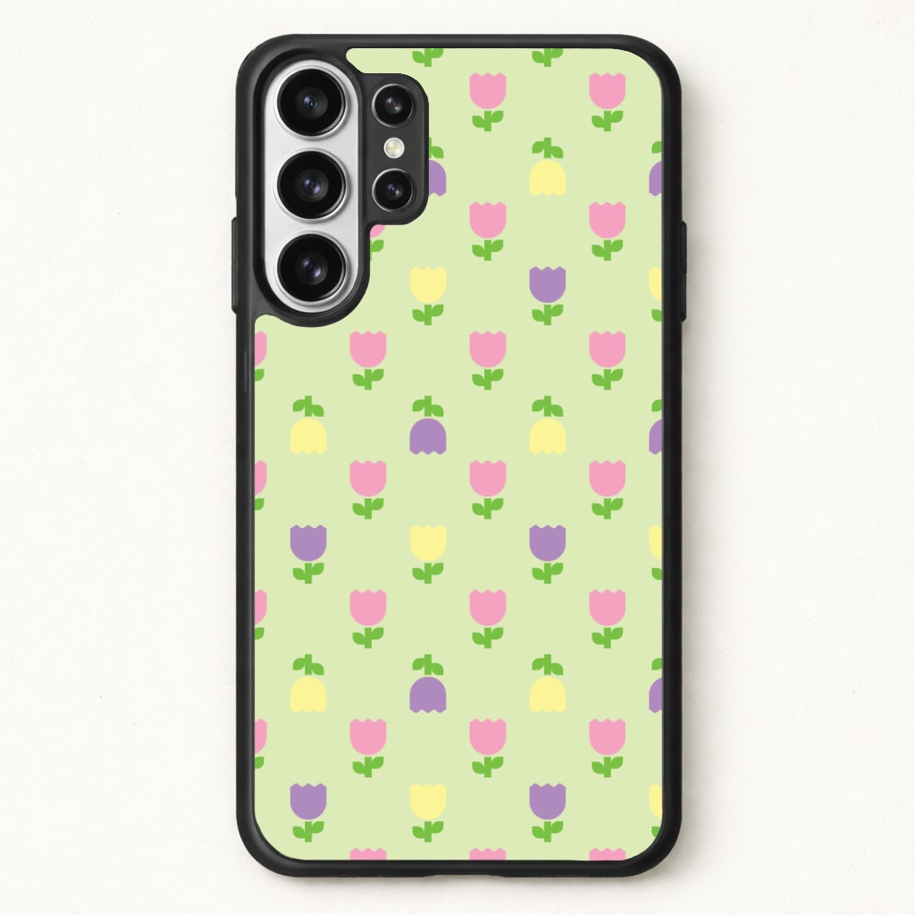 Pastel Tulips Pattern Phone Case for Galaxy S26 Ultra