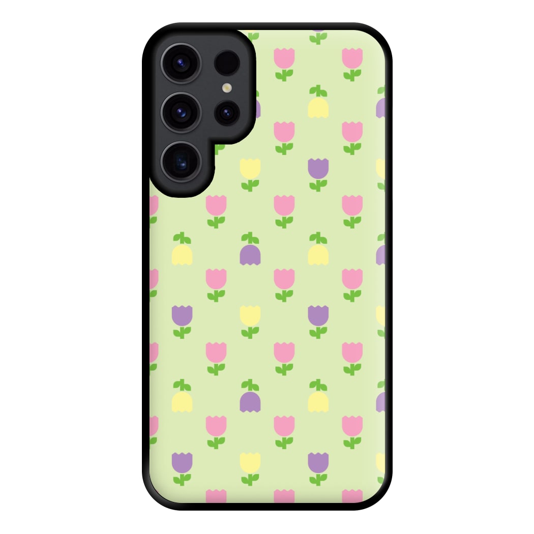 Pastel Tulips Pattern Phone Case for Galaxy S23 Ultra