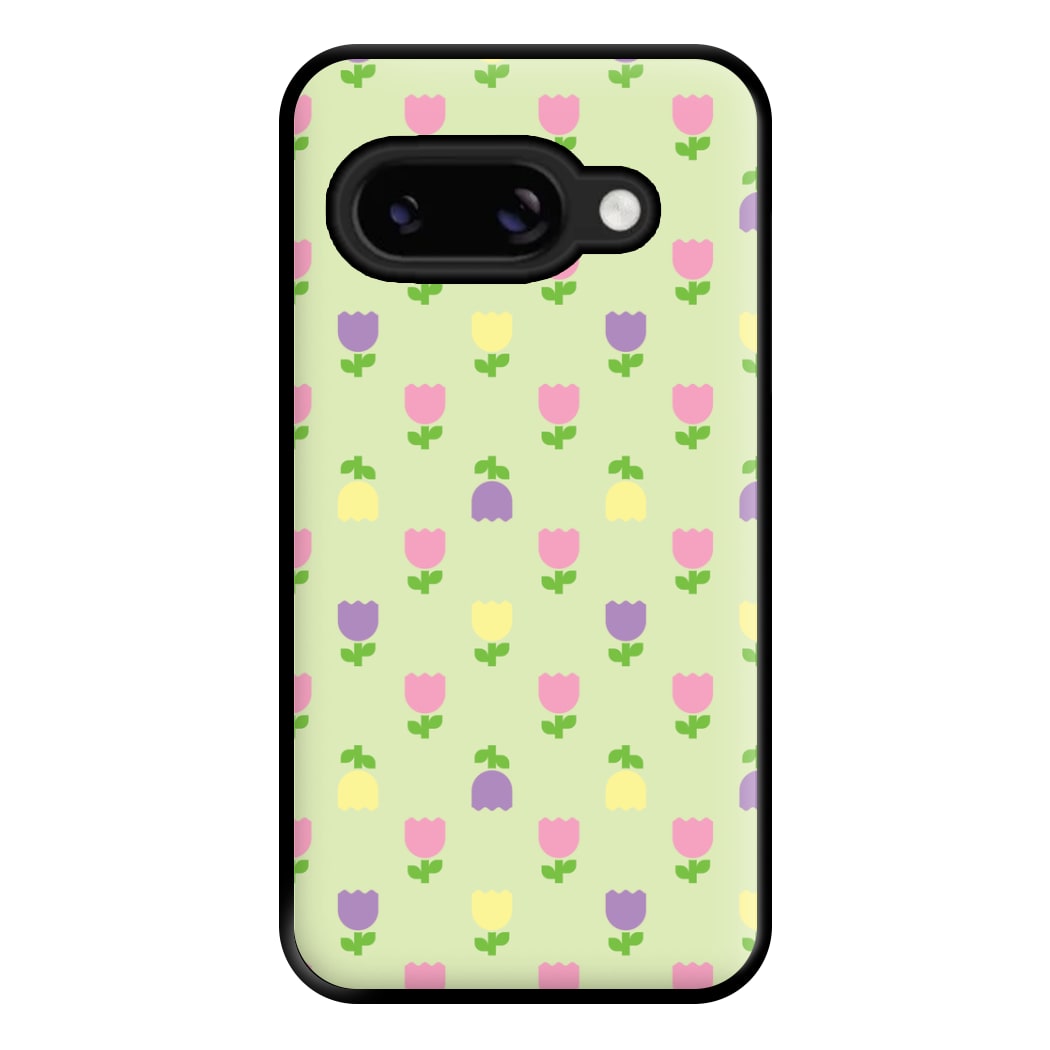Pastel Tulips Pattern Phone Case for Google Pixel 8a