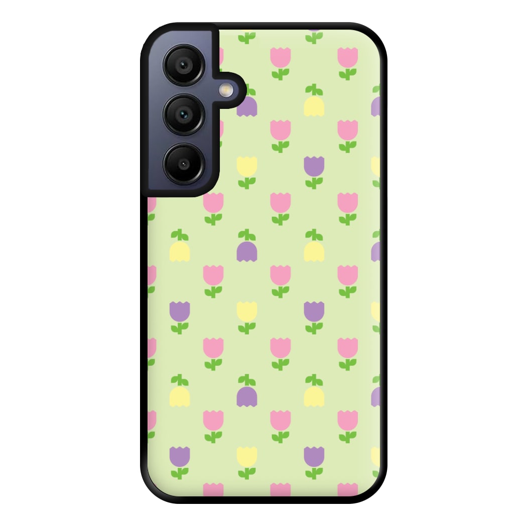 Pastel Tulips Pattern Phone Case for Galaxy A16