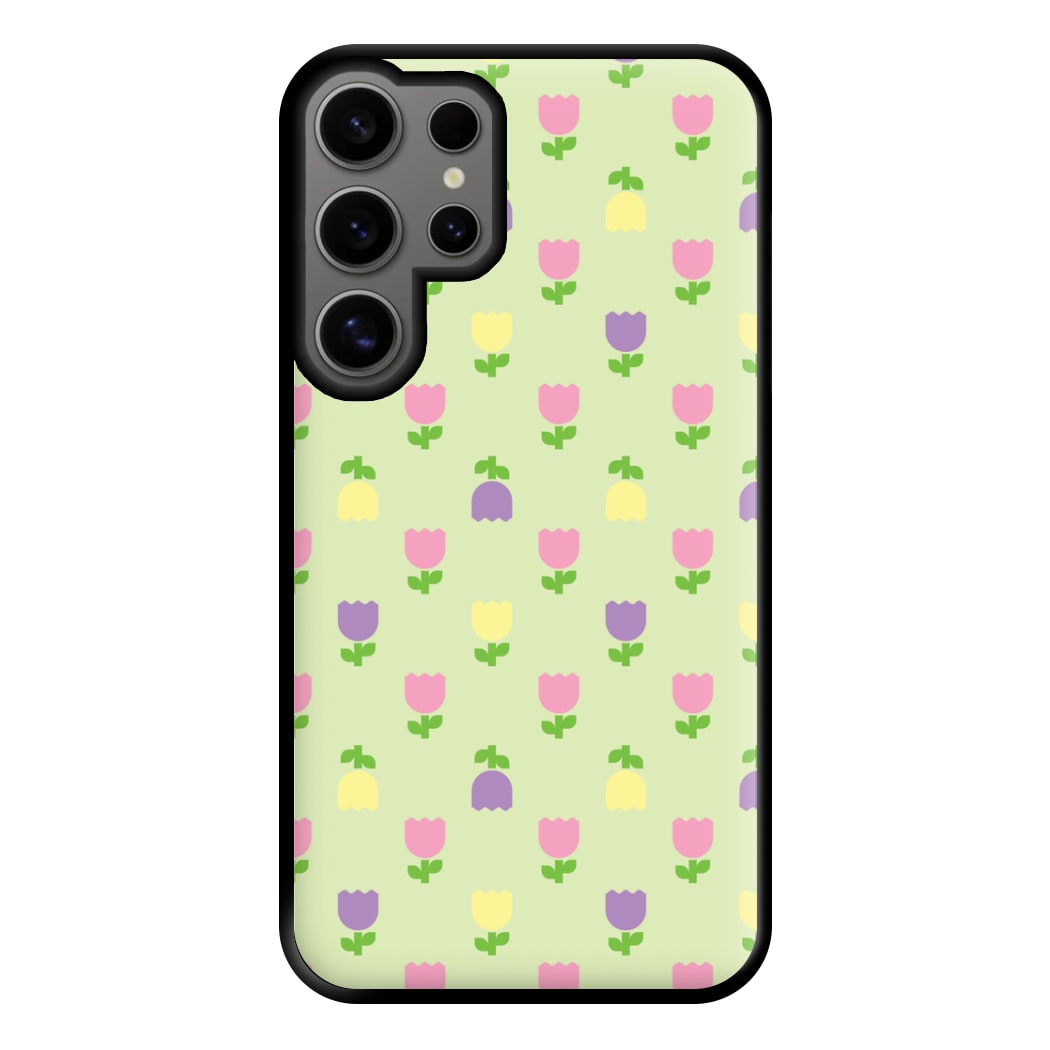 Pastel Tulips Pattern Phone Case for Galaxy S24 Ultra
