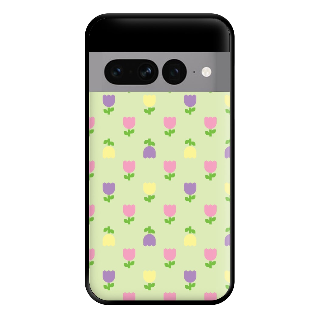 Pastel Tulips Pattern Phone Case for Google Pixel 7 Pro