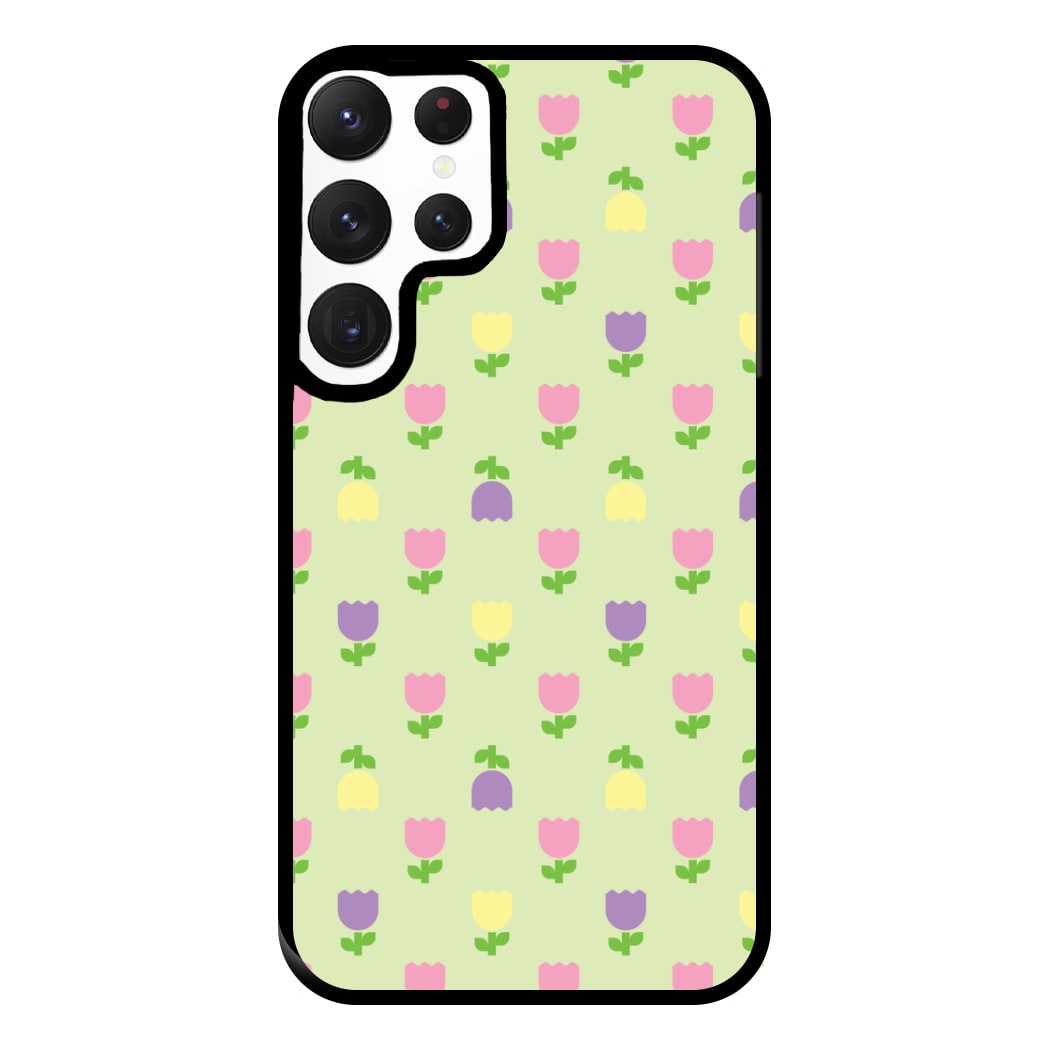 Pastel Tulips Pattern Phone Case for Galaxy S22 Ultra