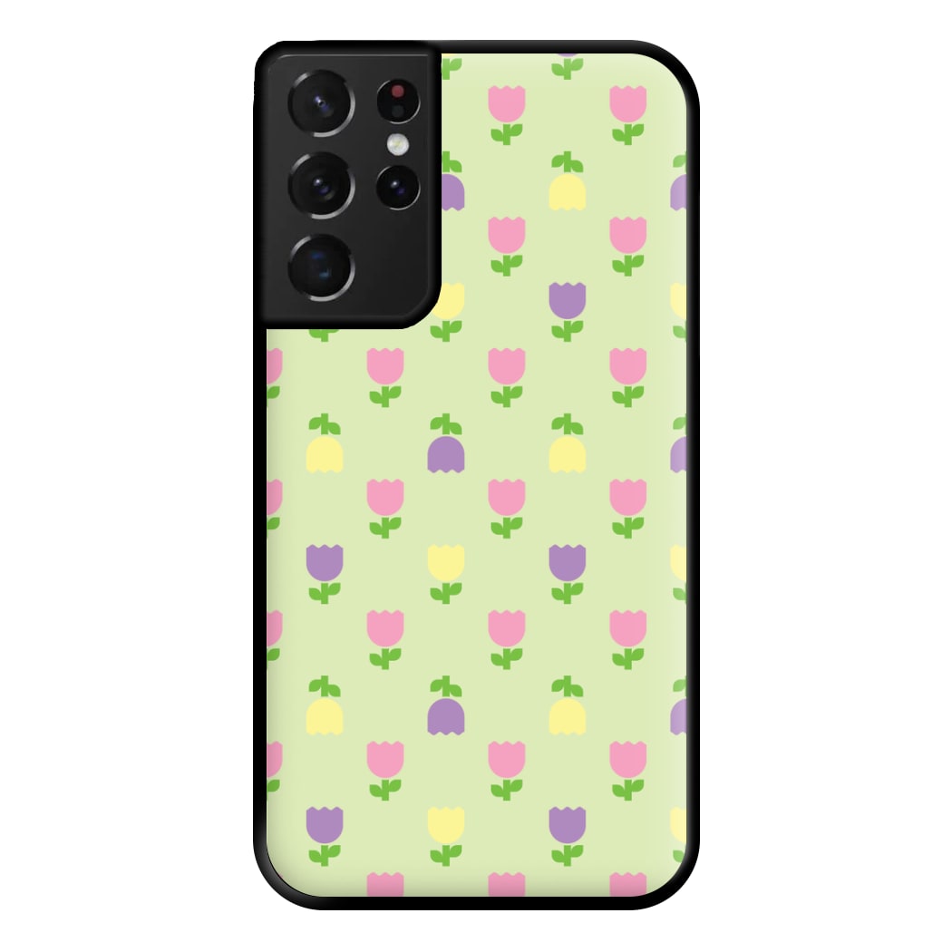 Pastel Tulips Pattern Phone Case for Galaxy S21 Ultra