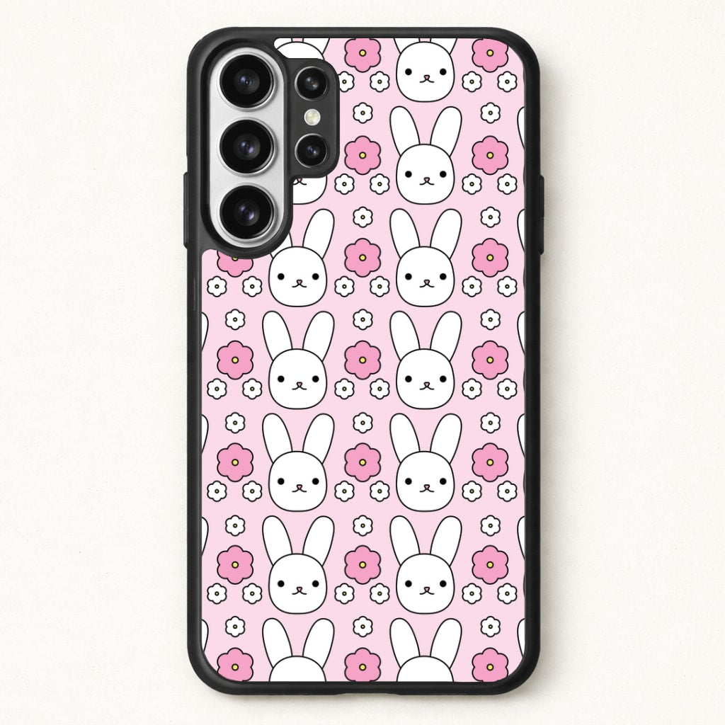 Bunnies And Flowers Pattern Phone Case for Galaxy S26 Ultra