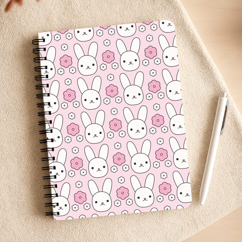 Bunnies And Flowers Pattern Notepad