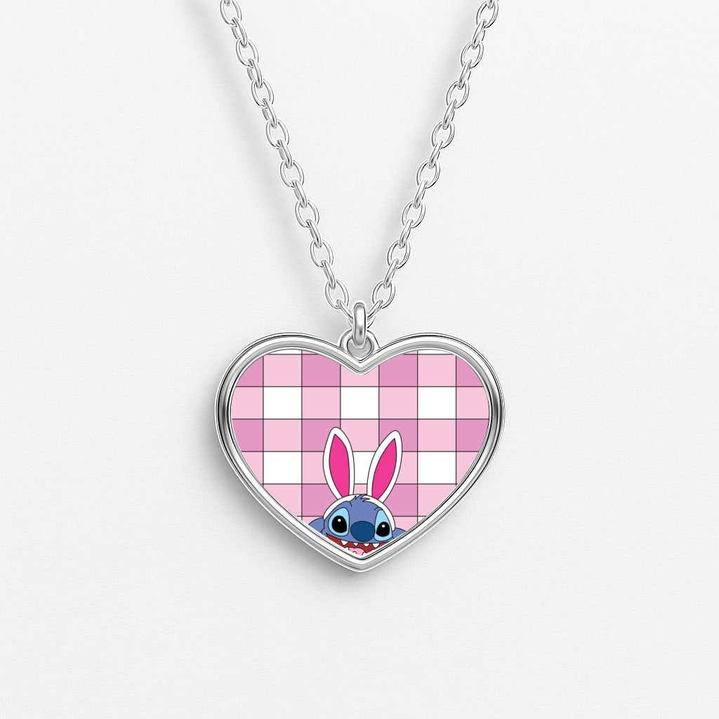 Easter Bunny Blue Alien Heart Necklace