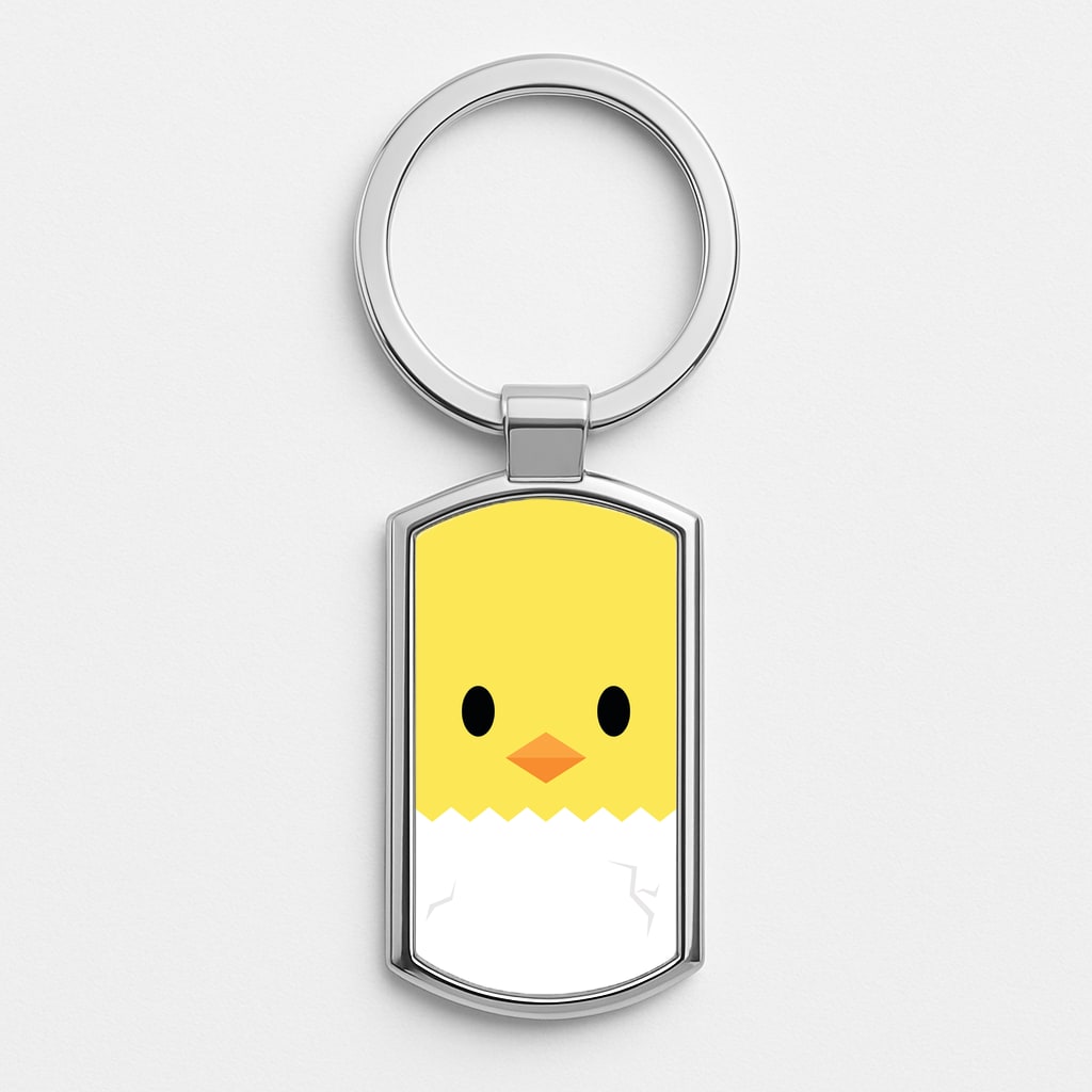 Yellow Chick Silver Keyring