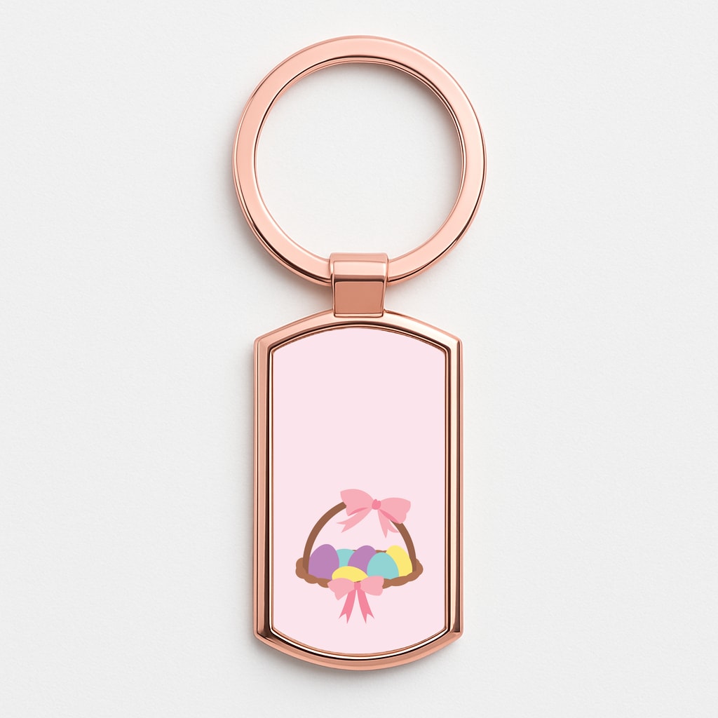 Pink Easter Basket Rose Gold Keyring