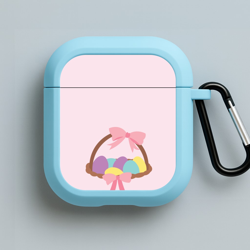 Pink Easter Basket Blue AirPods Case