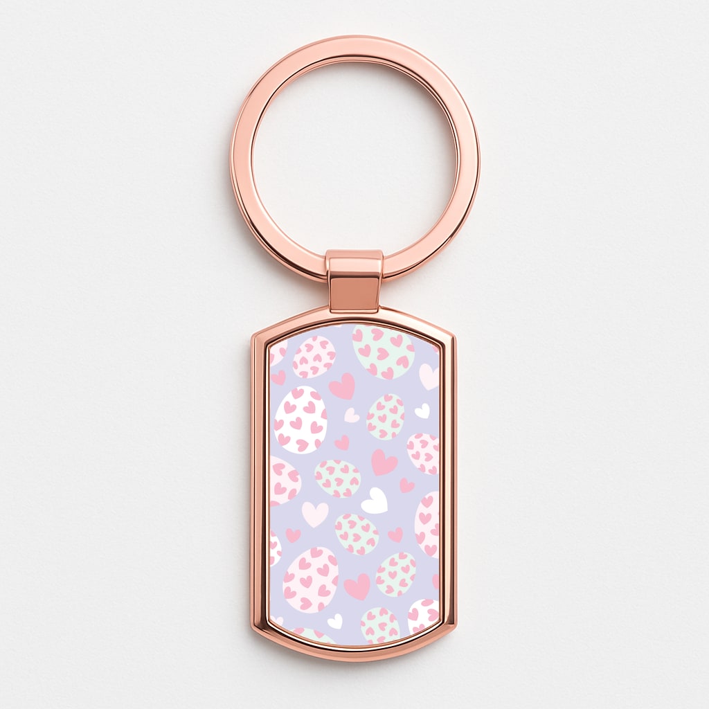 Heart Easter Eggs Pattern Rose Gold Keyring