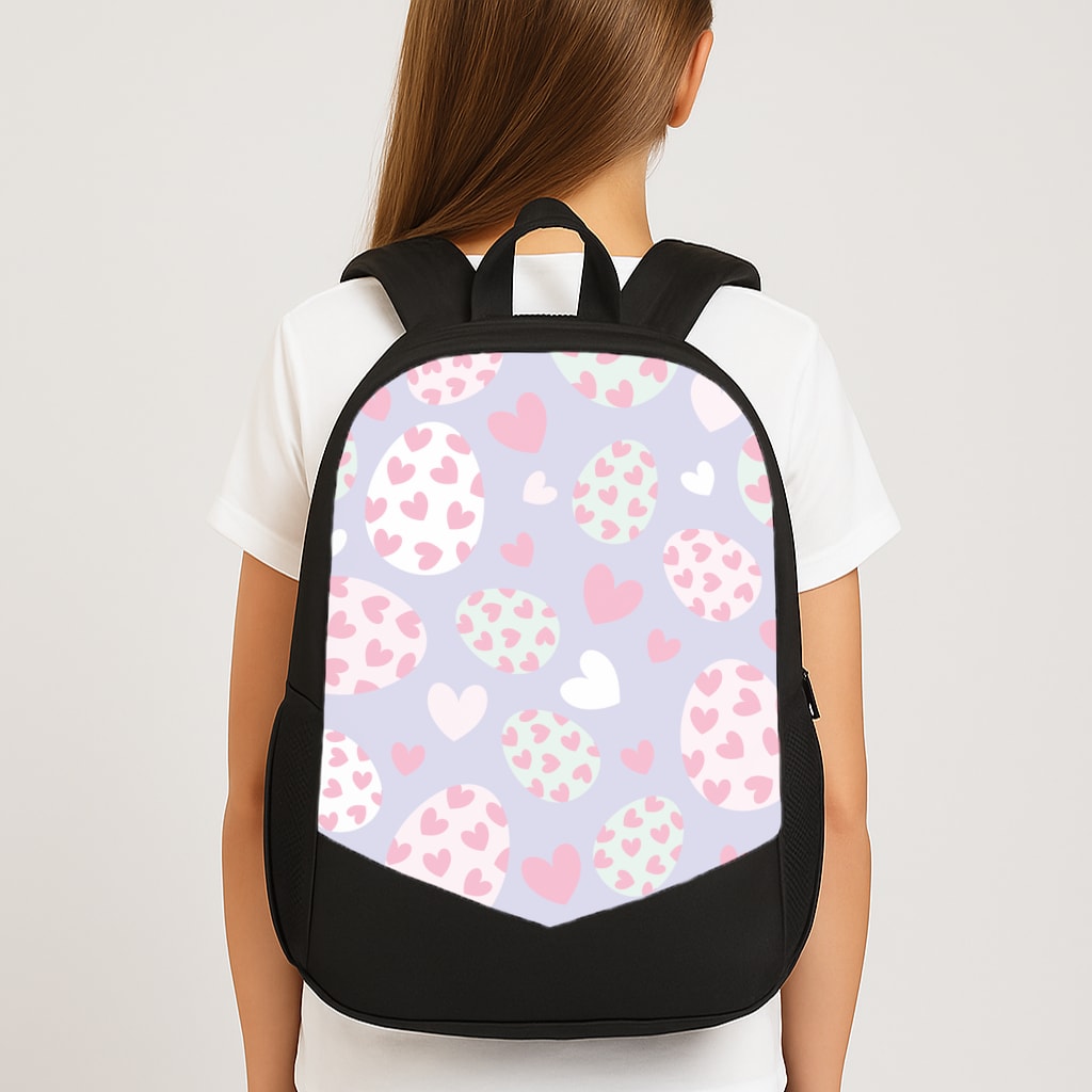 Heart Easter Eggs Pattern Large School Bag