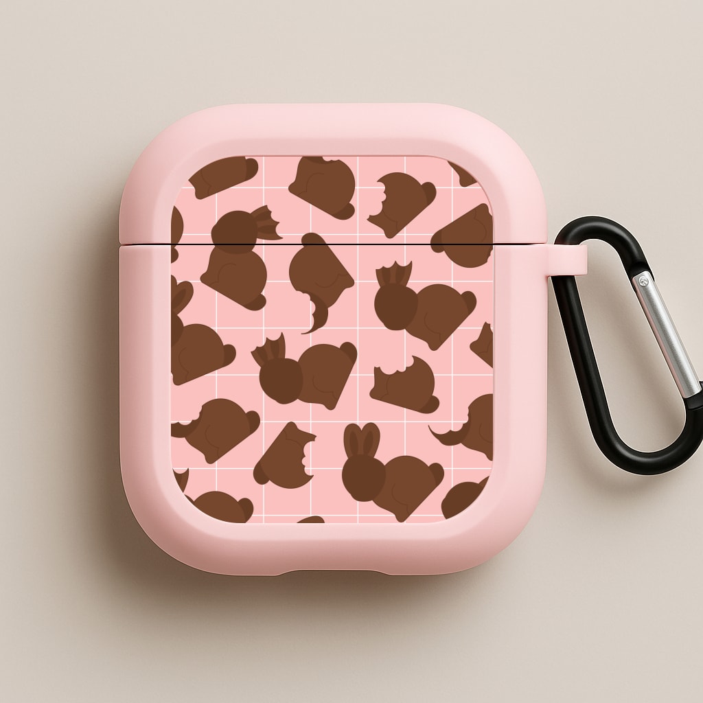 Chocolate Easter Bunny Pattern Pink AirPods Case