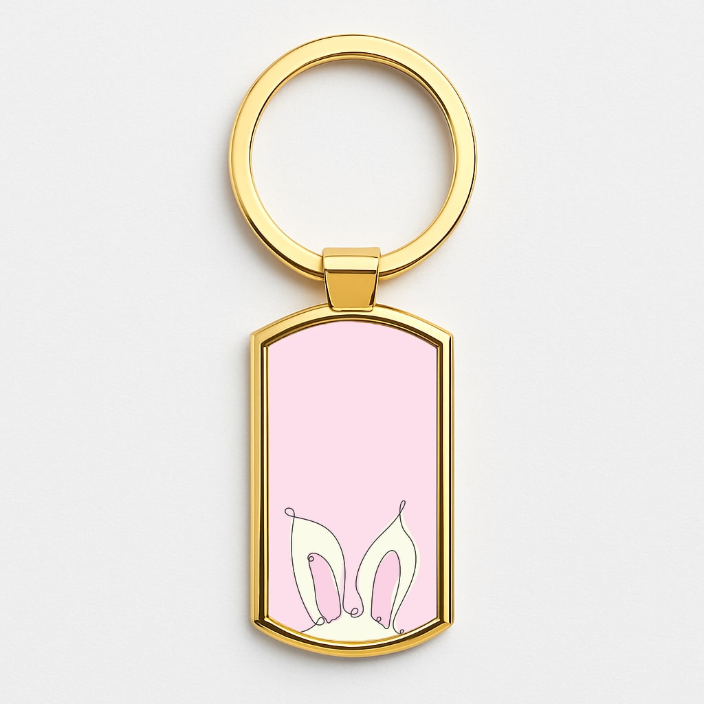 Outline Bunny Ears Gold Keyring