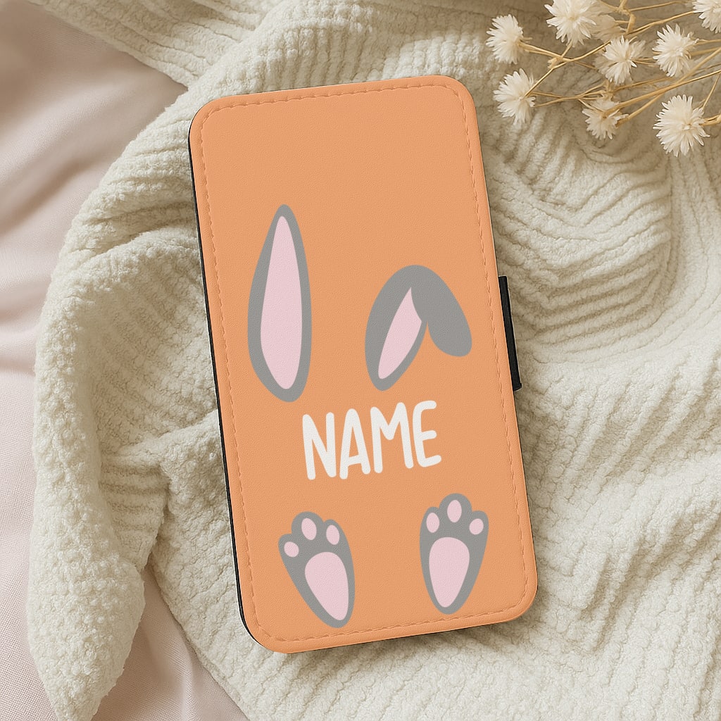 Grey Bunny Personalised Wallet Phone Case