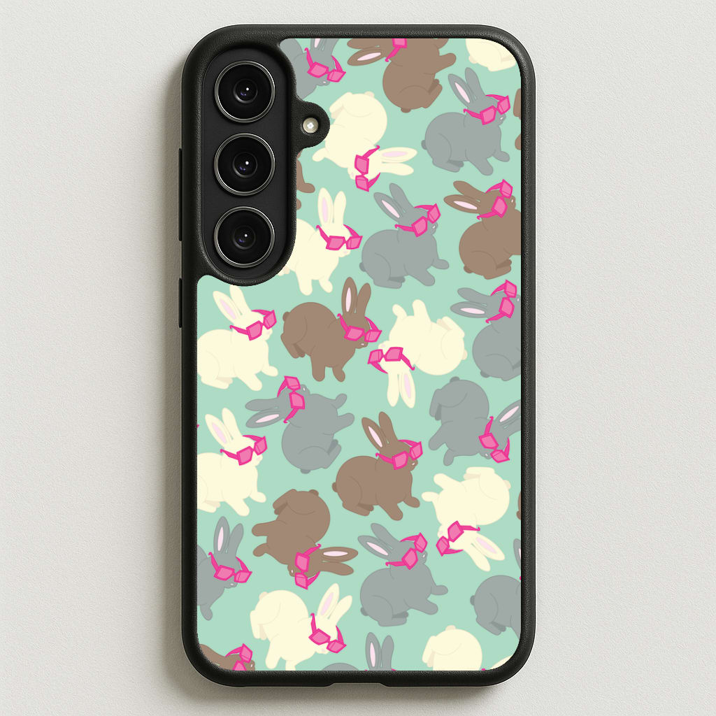 Bunny With Glasses Pattern Phone Case for Galaxy S25FE