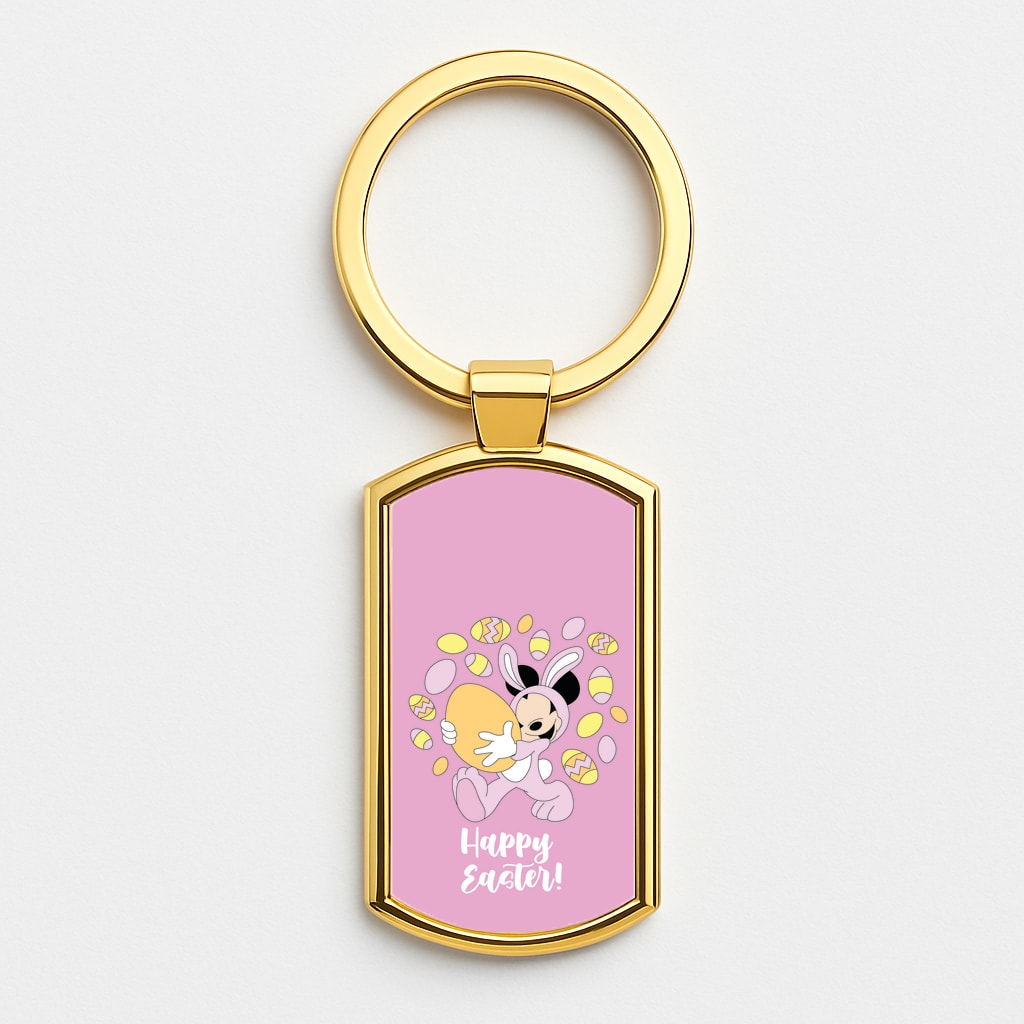 Happy Easter Pink Gold Keyring