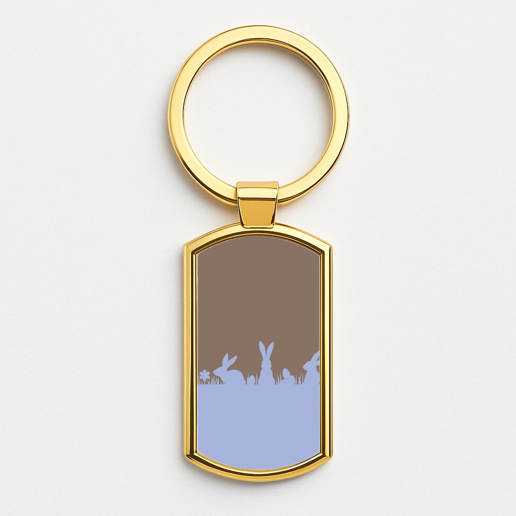 Bunny Outline Gold Keyring