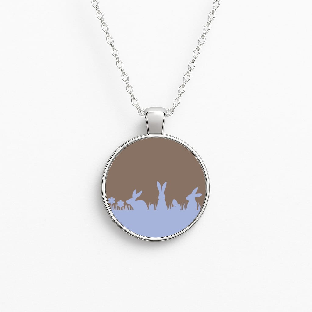 Bunny Outline Circle Necklace