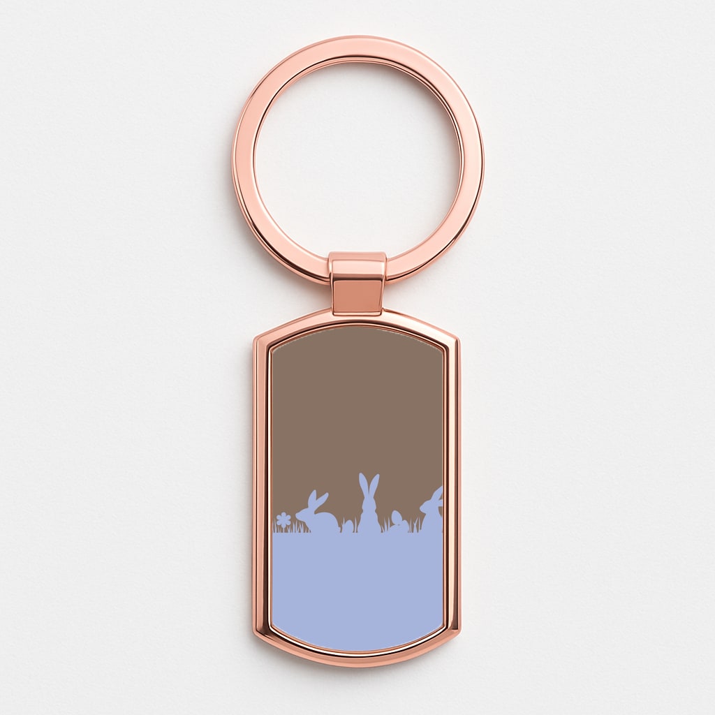 Bunny Outline Rose Gold Keyring