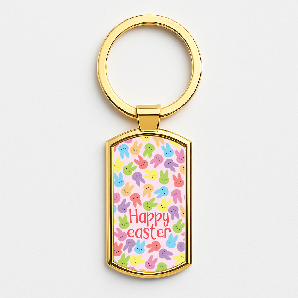 Bunny Pattern Gold Keyring
