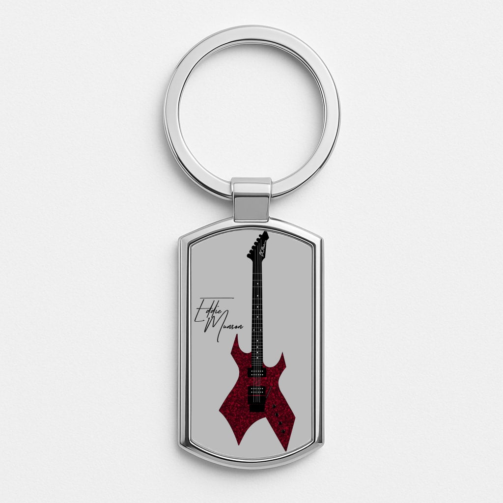 Eddie Munson Guitar Silver Keyring