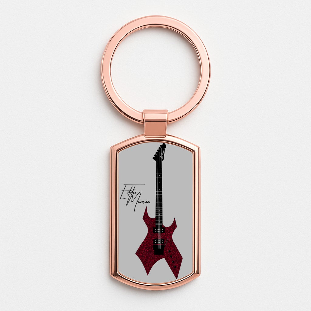 Eddie Munson Guitar Rose Gold Keyring