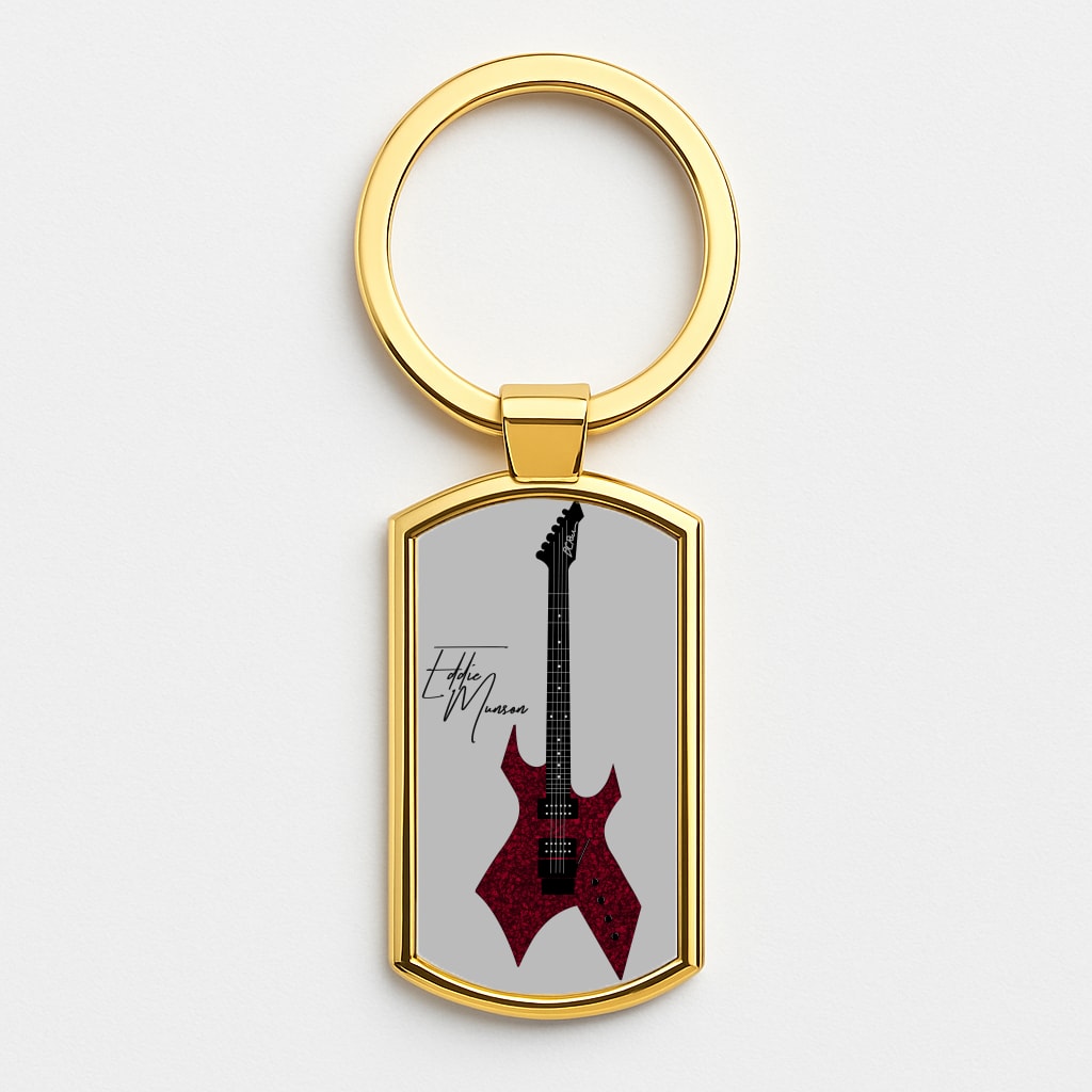 Eddie Munson Guitar Gold Keyring