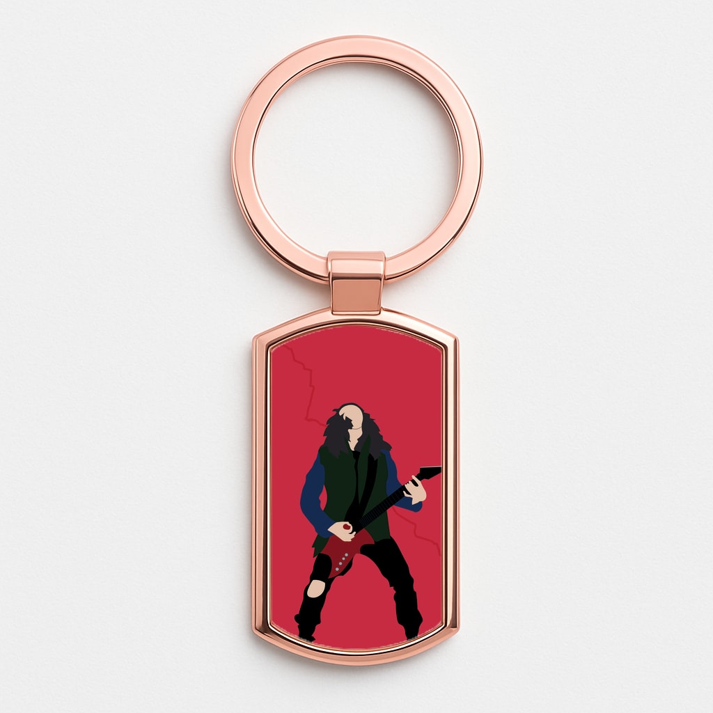 Eddie Munson Playing Guitar Rose Gold Keyring