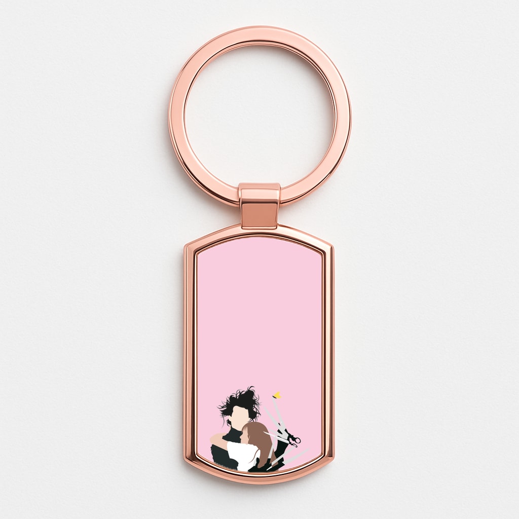 Edward And Kim -Scissorhands Rose Gold Keyring