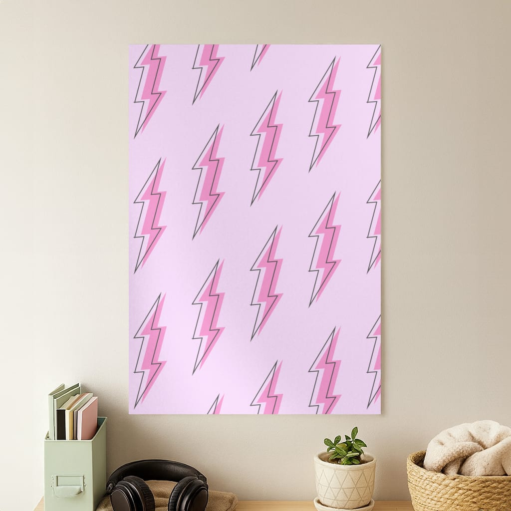 Pink Lightning - Eighties Poster