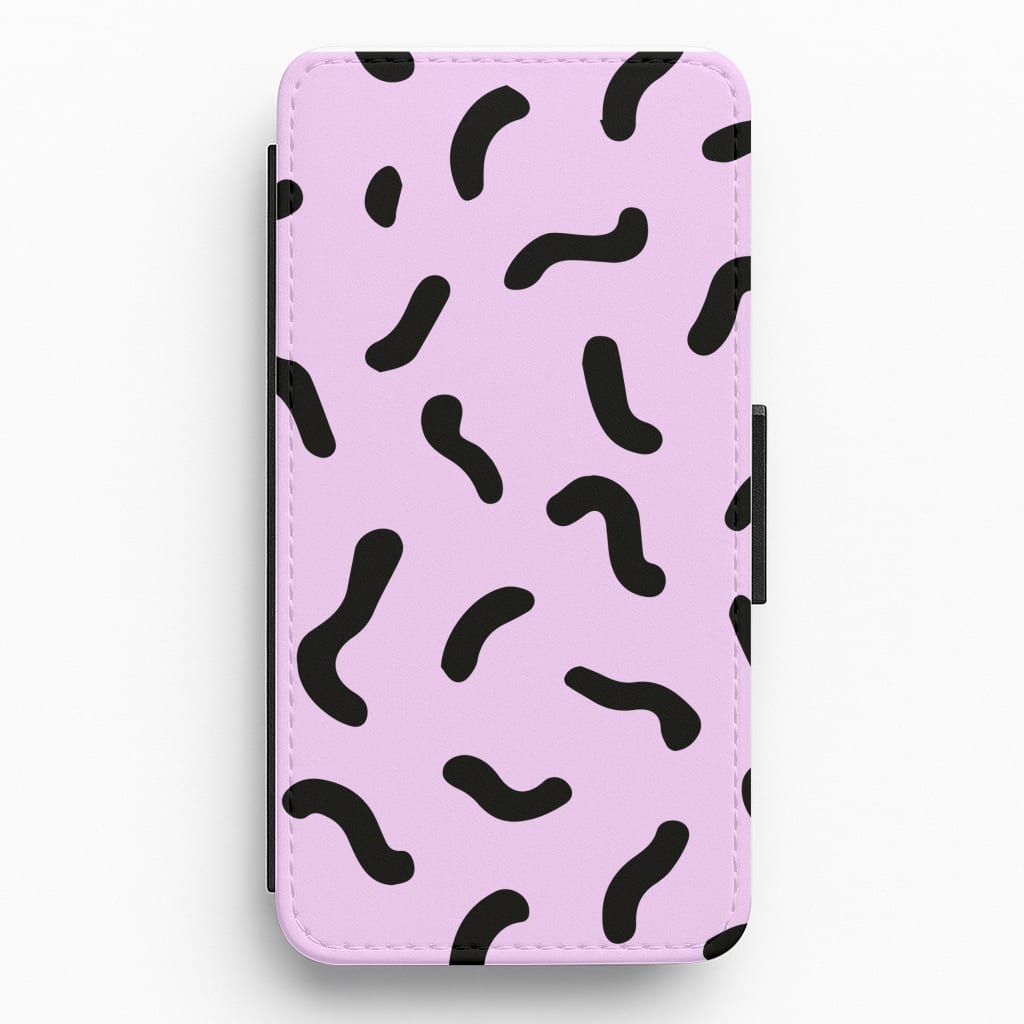 Purple And Black - Eighties Flip / Wallet Phone Case