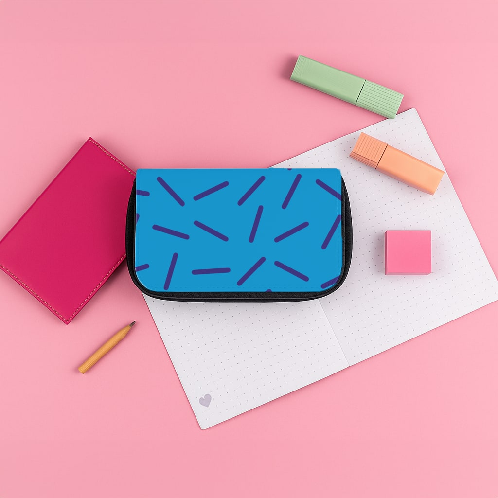 Blue Line Pattern - Eighties Pencil Case
